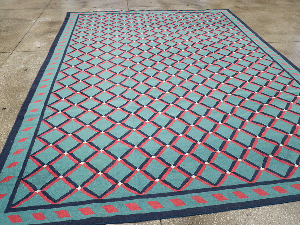 Modern Indian Flatweave Dhurrie Room Size Carpet, No.33202 - Galerie Shabab