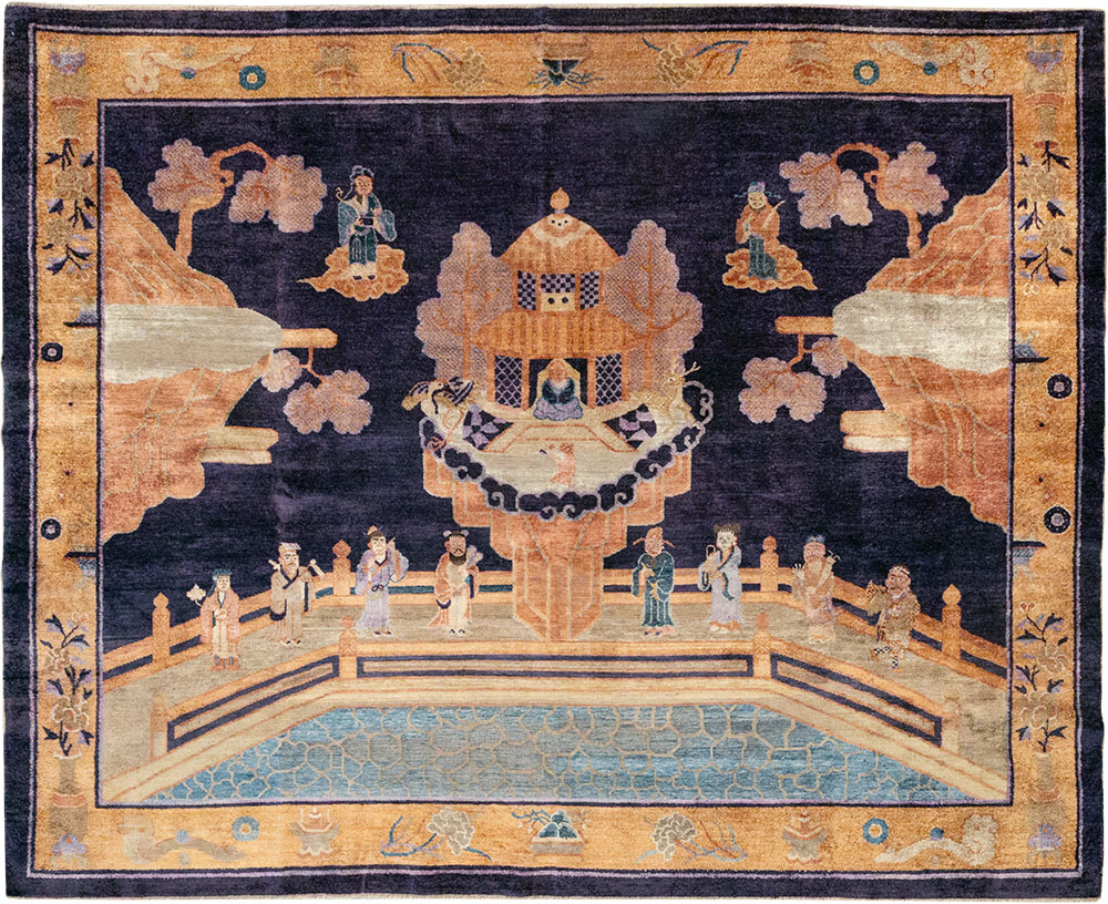 Antique Chinese Silk Pictorial Rug, No.33205 - Galerie Shabab