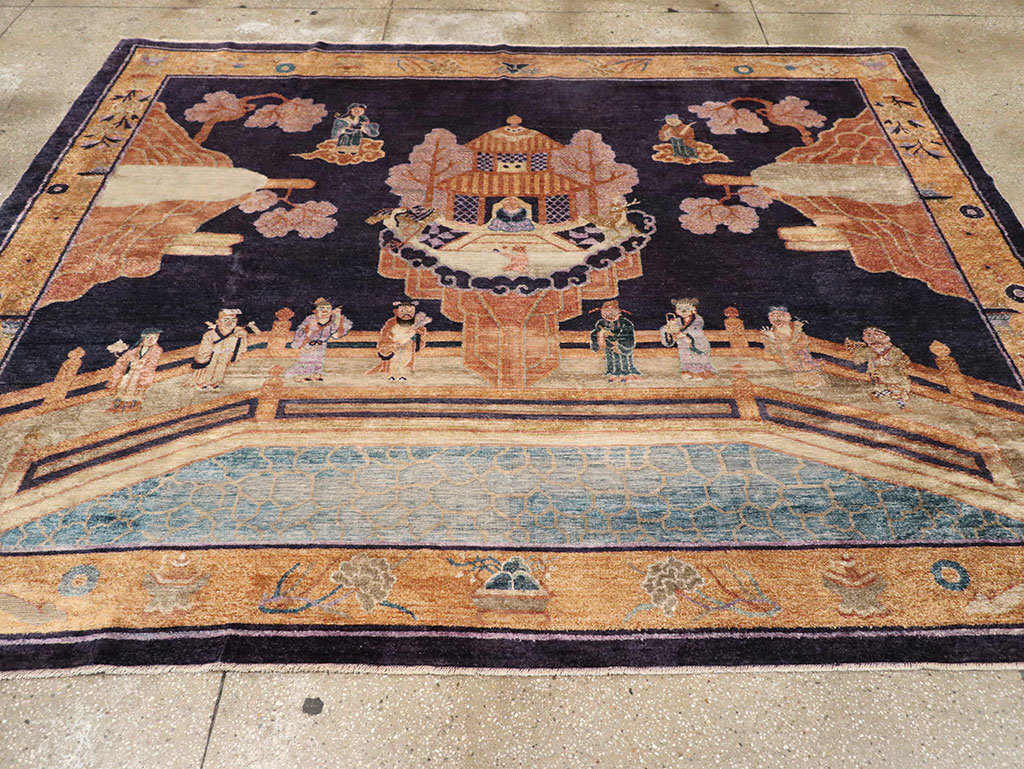 Antique Chinese Silk Pictorial Rug, No.33205 - Galerie Shabab