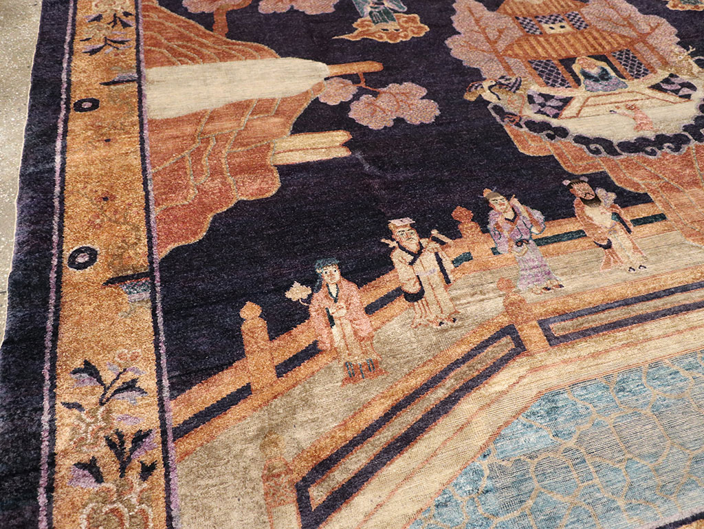 Antique Chinese Silk Pictorial Rug, No.33205 - Galerie Shabab