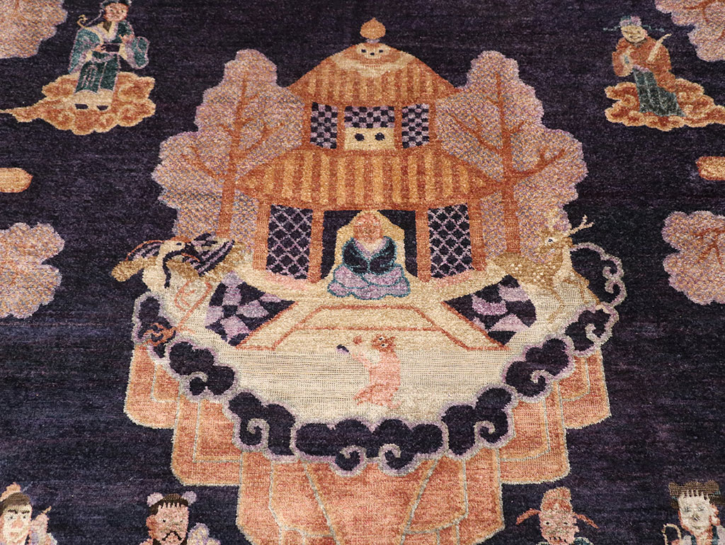 Antique Chinese Silk Pictorial Rug, No.33205 - Galerie Shabab