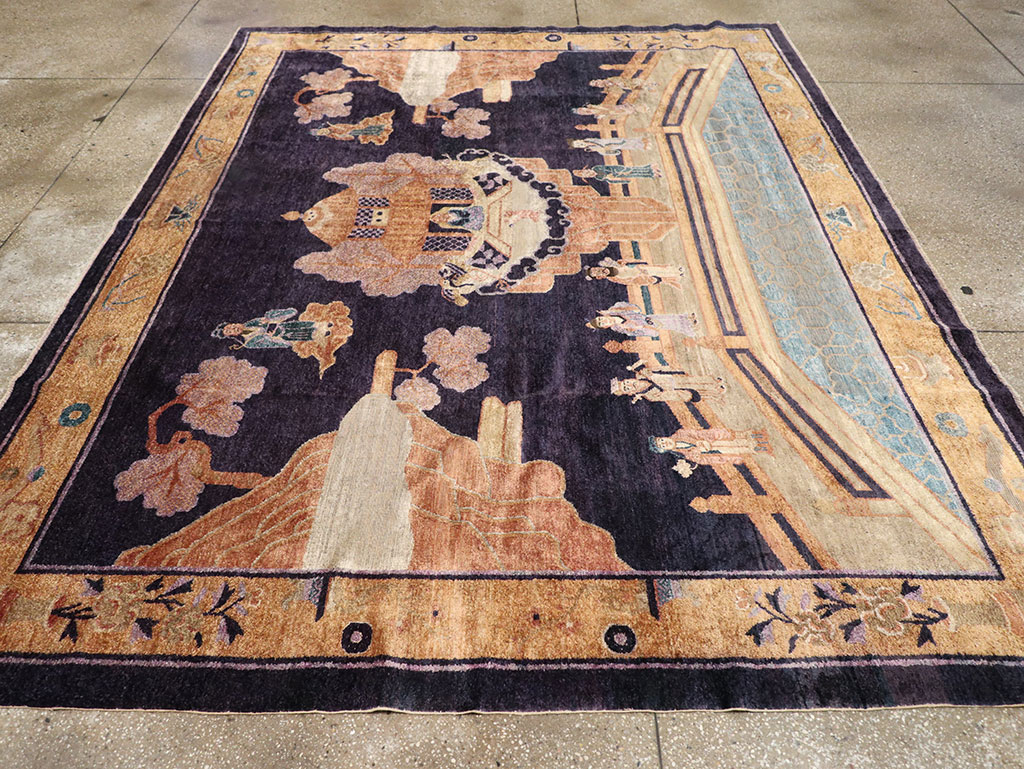 Antique Chinese Silk Pictorial Rug, No.33205 - Galerie Shabab
