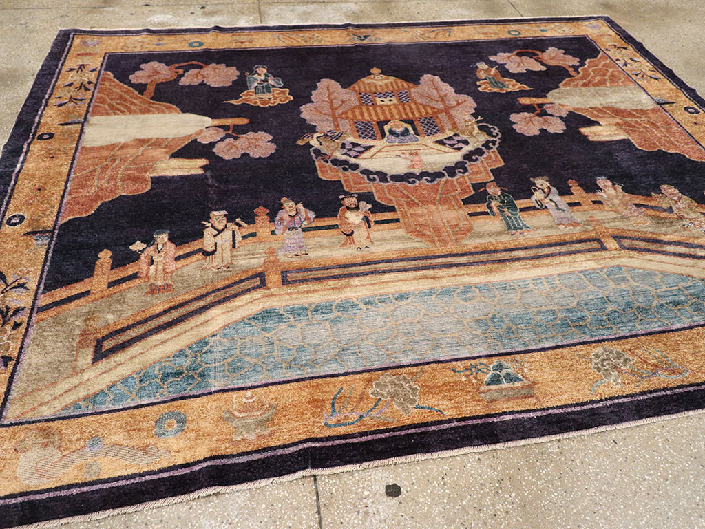 Antique Chinese Silk Pictorial Rug, No.33205 - Galerie Shabab