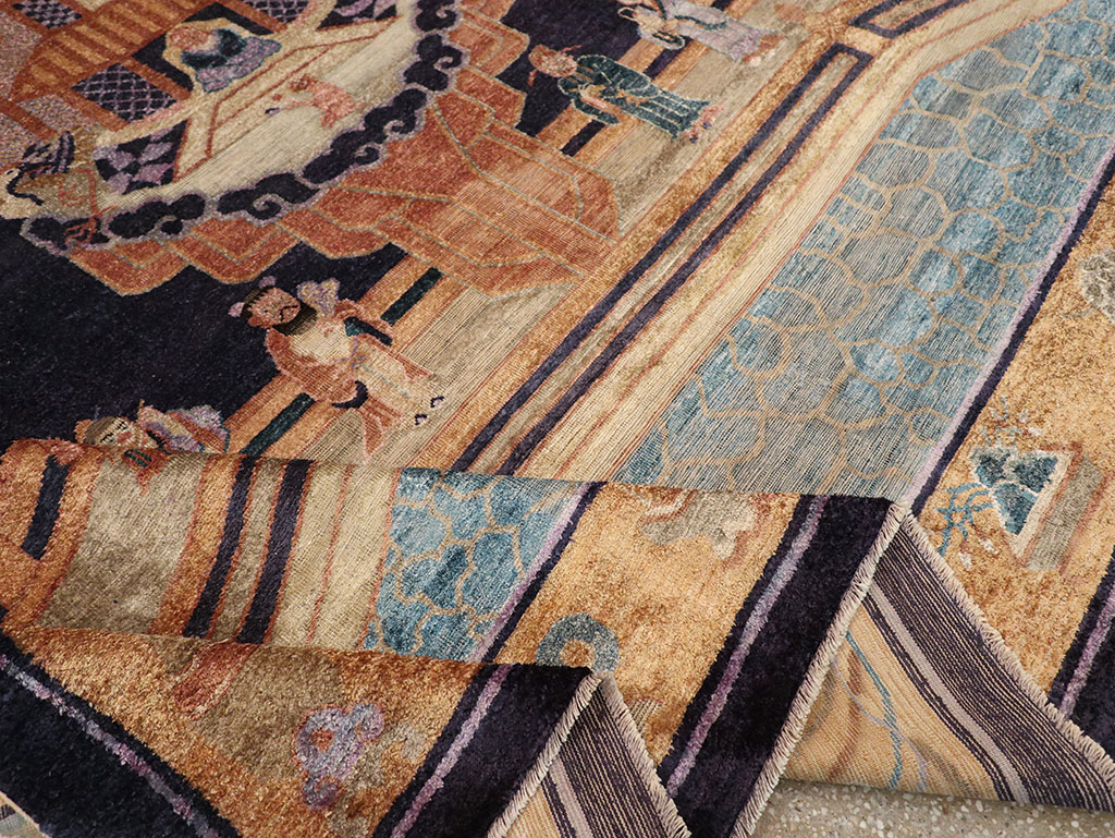 Antique Chinese Silk Pictorial Rug, No.33205 - Galerie Shabab