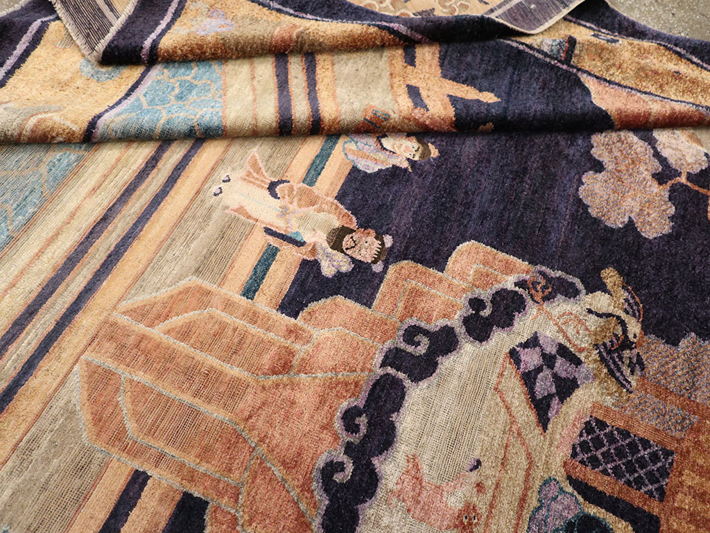 Antique Chinese Silk Pictorial Rug, No.33205 - Galerie Shabab