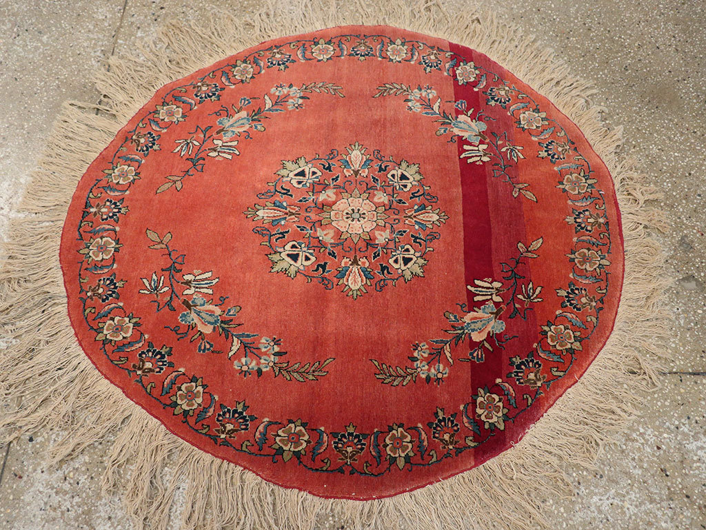 Antique Persian Kerman Round Rug, No.33206 - Galerie Shabab