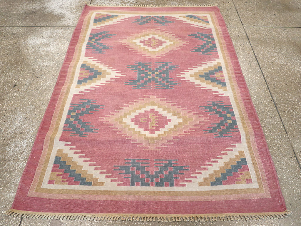 Vintage Indian Flatweave Dhurrie Accent Rug, No.33207 - Galerie Shabab