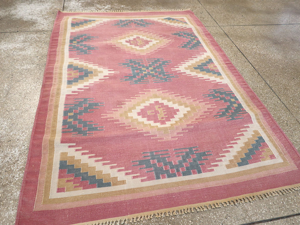 Vintage Indian Flatweave Dhurrie Accent Rug, No.33207 - Galerie Shabab