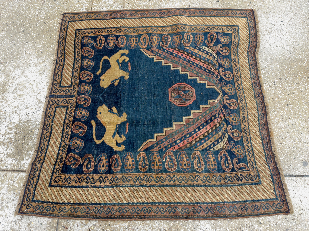 Antique Persian Pictorial Kurdish Saddle Cover, No.33210 - Galerie Shabab