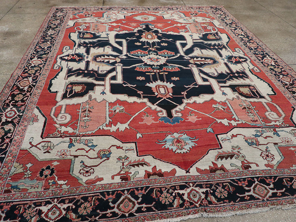 Antique Persian Serapi Room Size Carpet, No.33215 - Galerie Shabab