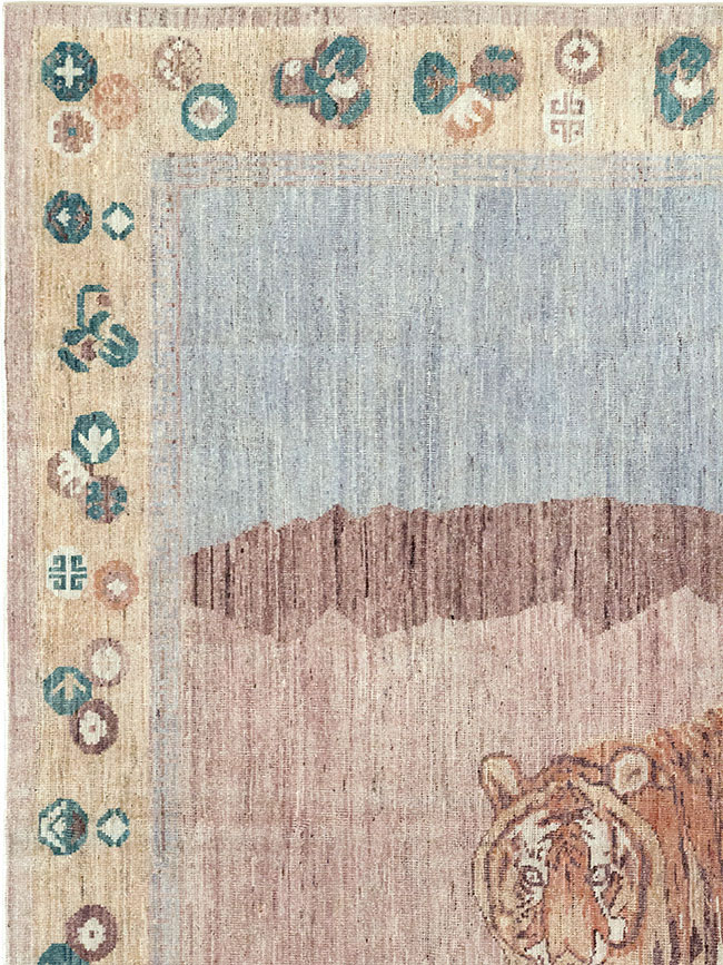 Modern East Turkestan Pictorial Khotan Room Size Carpet, No.33220 - Galerie Shabab