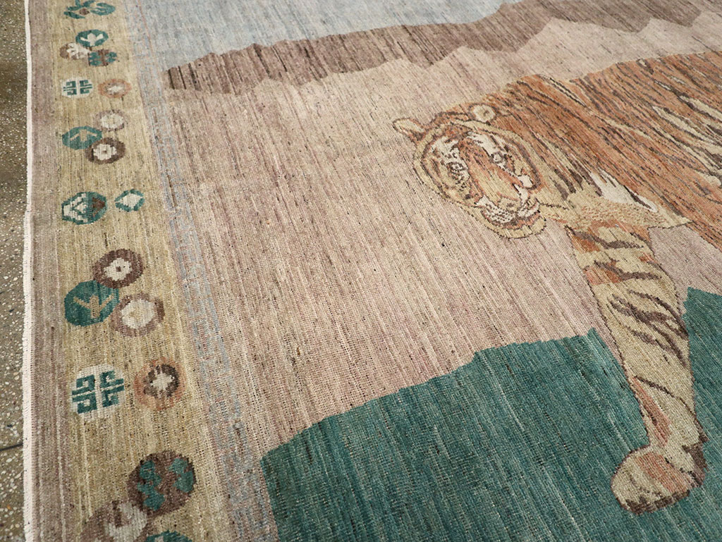 Modern East Turkestan Pictorial Khotan Room Size Carpet, No.33220 - Galerie Shabab
