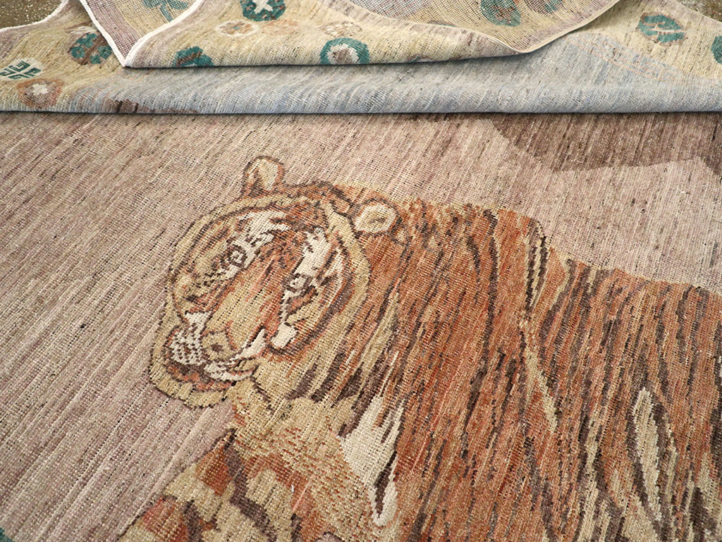 Modern East Turkestan Pictorial Khotan Room Size Carpet, No.33220 - Galerie Shabab
