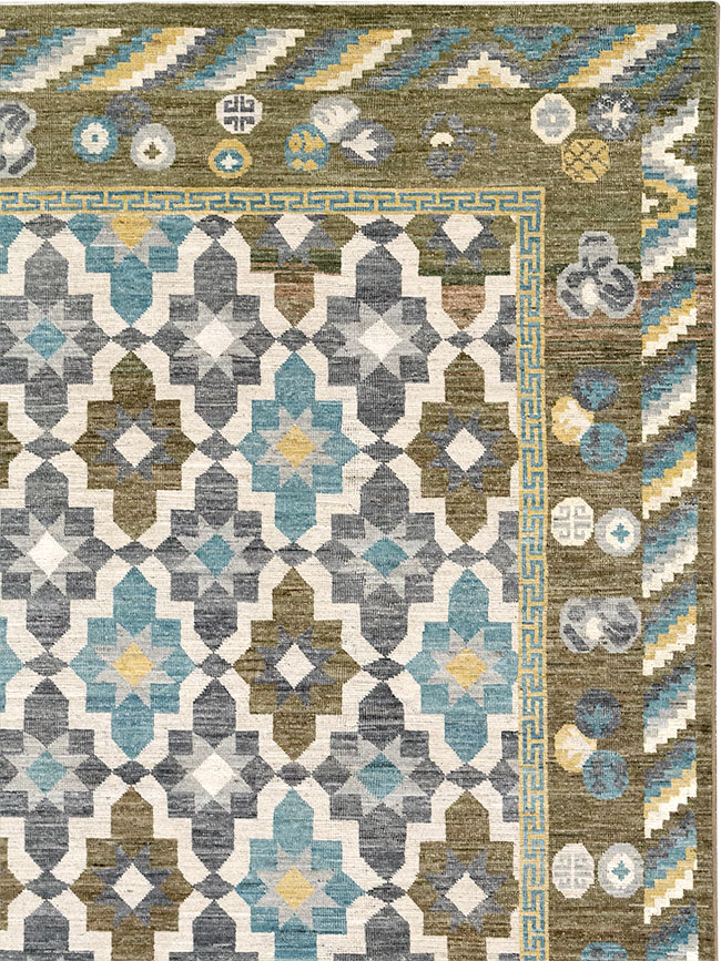 Modern East Turkestan Khotan Square Large Room Size Carpet, No.33221 - Galerie Shabab