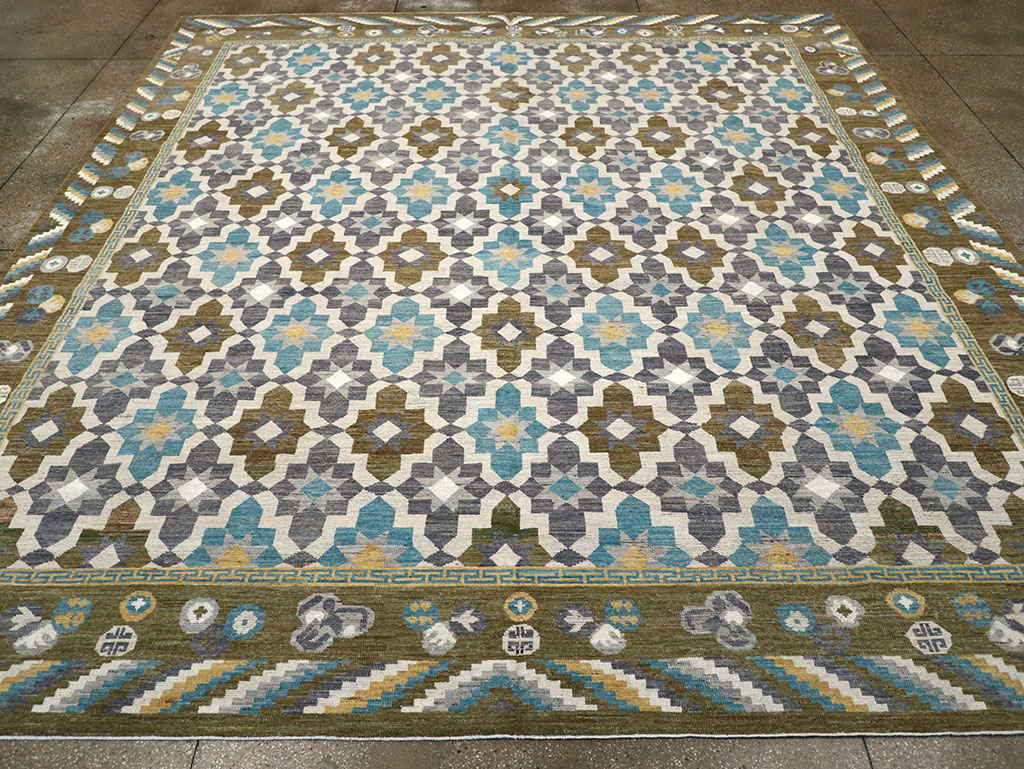Modern East Turkestan Khotan Large Square Room Size Carpet, No.33221 - Galerie Shabab