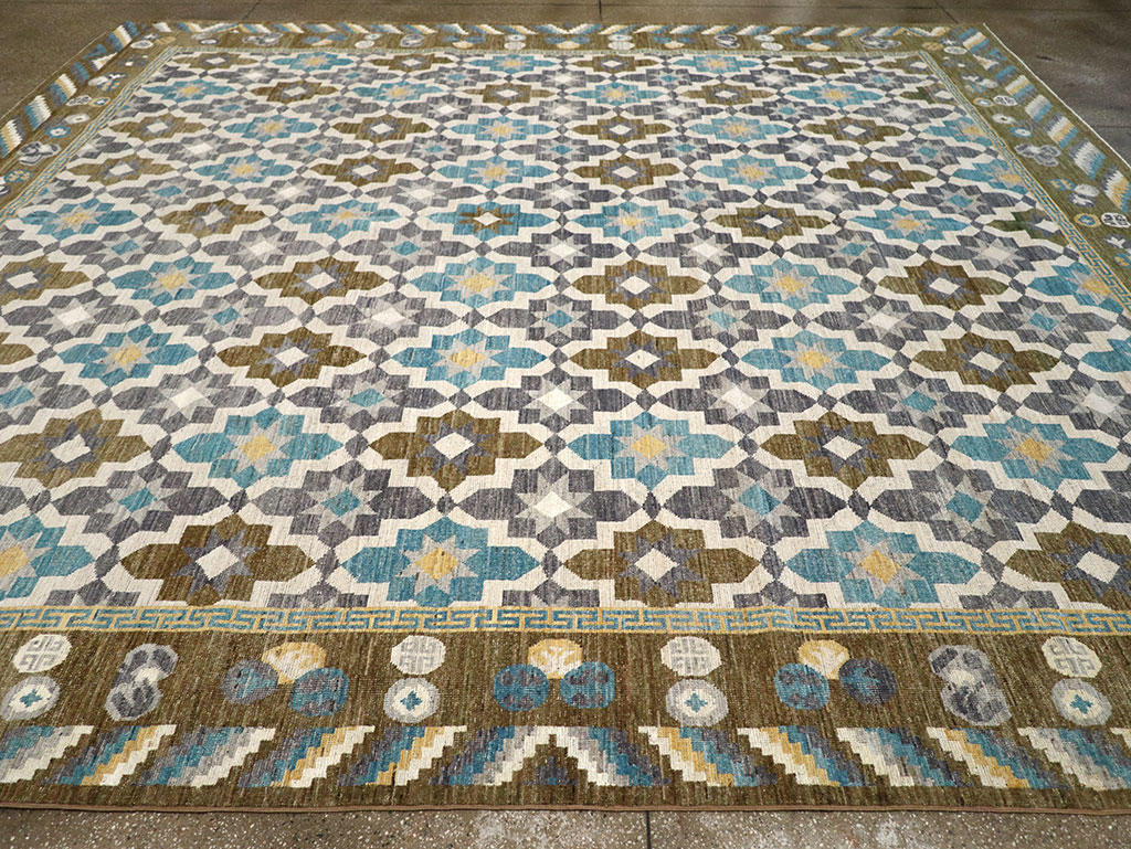 Modern East Turkestan Khotan Large Square Room Size Carpet, No.33221 - Galerie Shabab