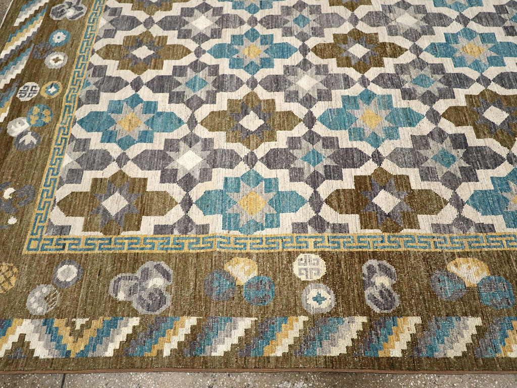 Modern East Turkestan Khotan Large Square Room Size Carpet, No.33221 - Galerie Shabab