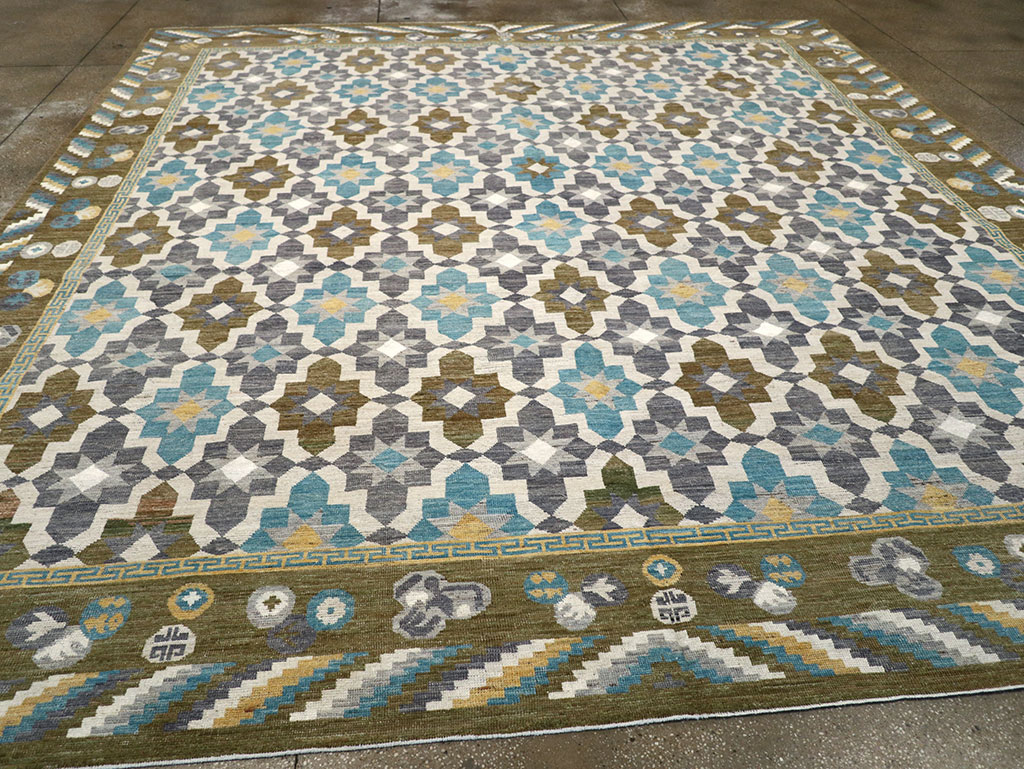Modern East Turkestan Khotan Large Square Room Size Carpet, No.33221 - Galerie Shabab