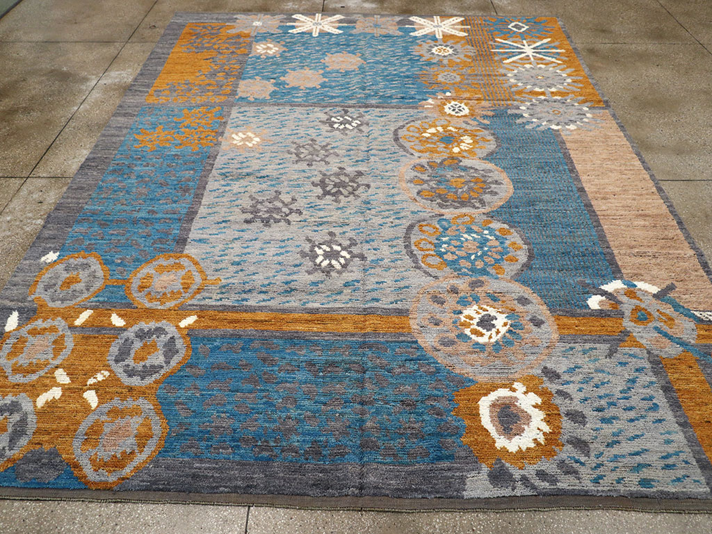 Modern East Turkestan Swedish Style Khotan Room Size Carpet, No.33224 - Galerie Shabab