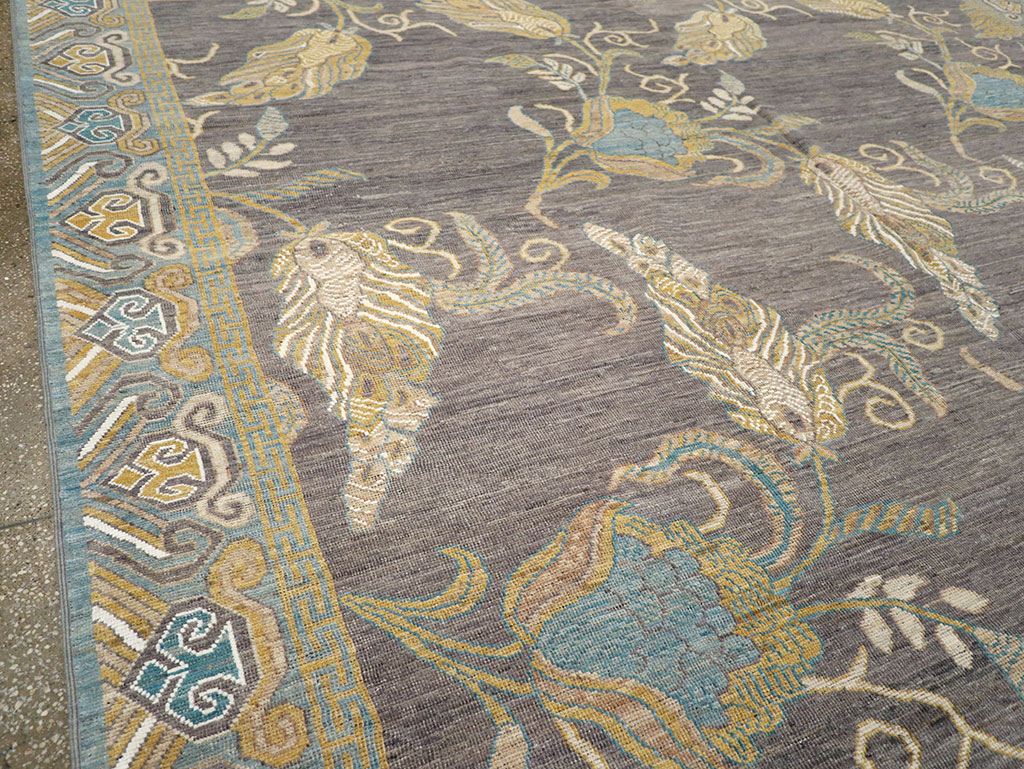 Modern East Turkestan Khotan Room Size Carpet, No.33227 - Galerie Shabab