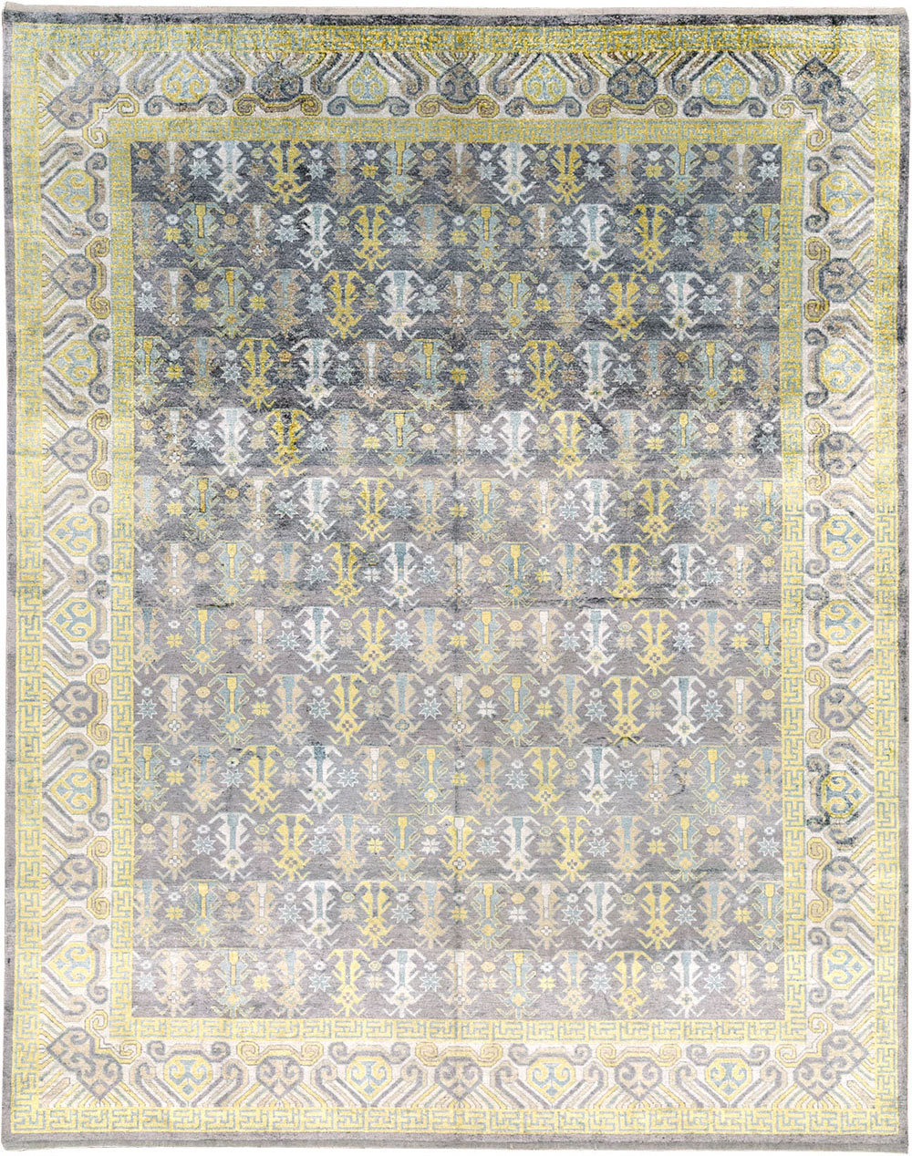 Modern East Turkestan Silk Khotan Room Size Carpet, No.33229 - Galerie Shabab