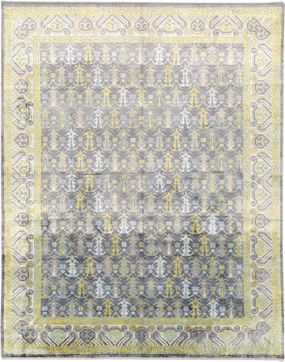Modern East Turkestan Silk Khotan Room Size Carpet, No.33229 - Galerie Shabab