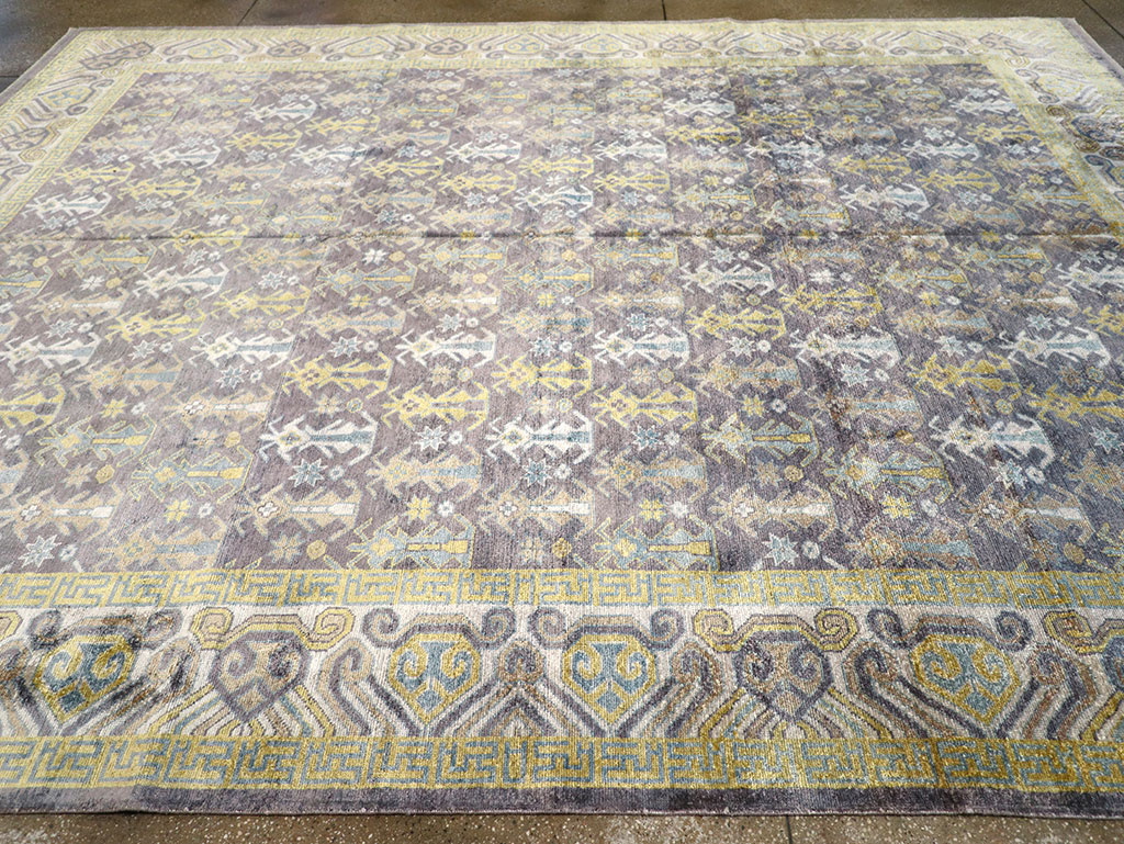 Modern East Turkestan Silk Khotan Room Size Carpet, No.33229 - Galerie Shabab