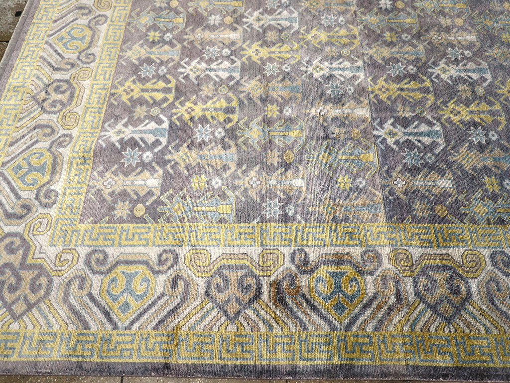 Modern East Turkestan Silk Khotan Room Size Carpet, No.33229 - Galerie Shabab