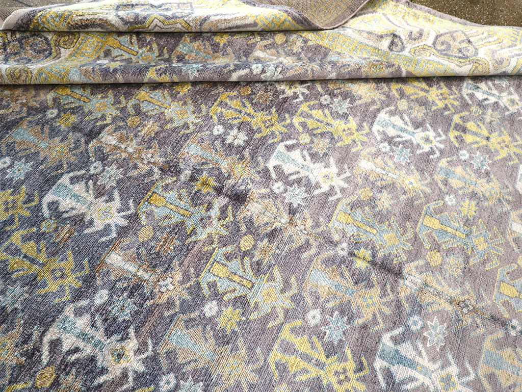 Modern East Turkestan Silk Khotan Room Size Carpet, No.33229 - Galerie Shabab