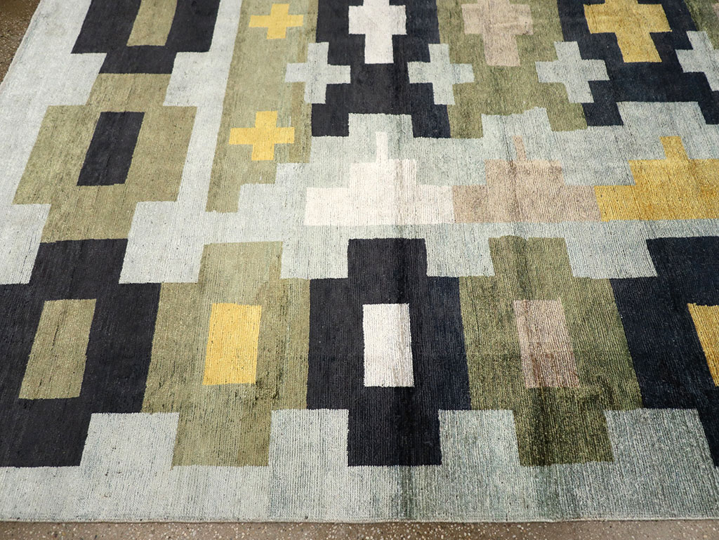 Modern East Turkestan Silk Khotan Room Size Carpet, No.33233 - Galerie Shabab