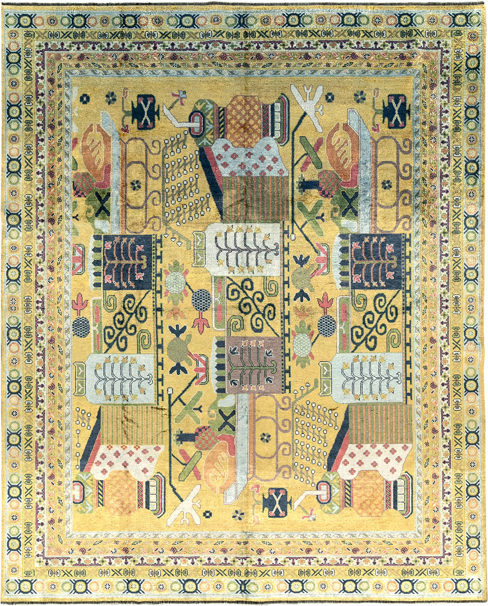 Modern East Turkestan Silk Khotan Room Size Carpet, No.33234 - Galerie Shabab