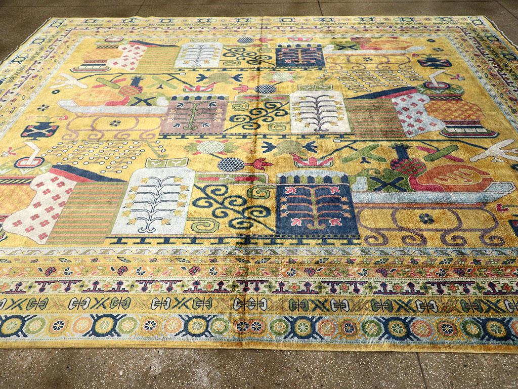 Modern East Turkestan Silk Khotan Room Size Carpet, No.33234 - Galerie Shabab