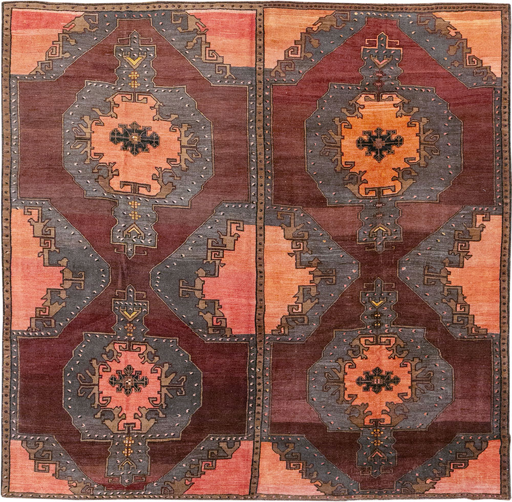 Vintage Turkish Anatolian Large Square Room Size Carpet, No.33254 - Galerie Shabab