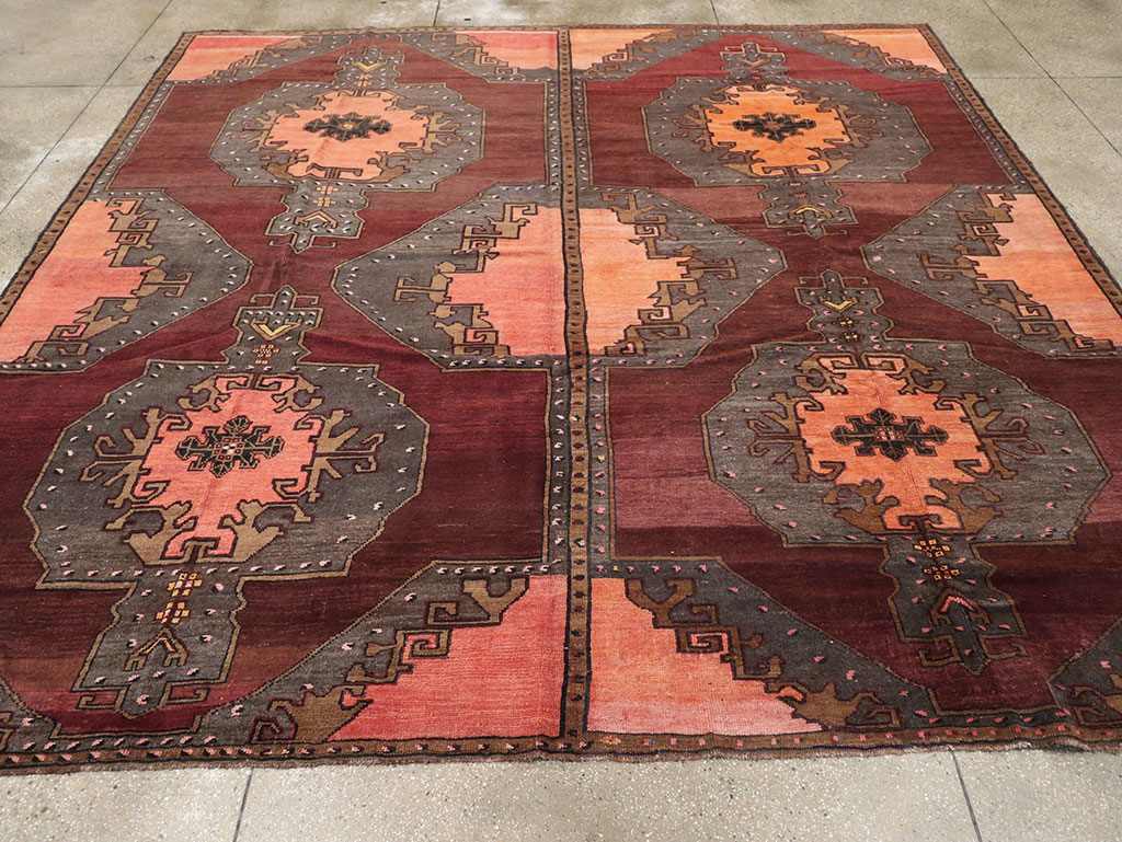 Vintage Turkish Anatolian Large Square Room Size Carpet, No.33254 - Galerie Shabab