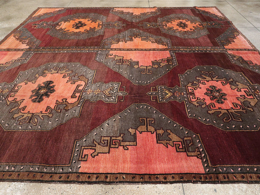 Vintage Turkish Anatolian Large Square Room Size Carpet, No.33254 - Galerie Shabab