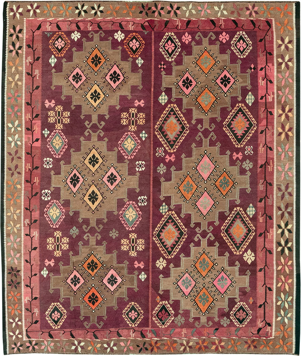 Vintage Turkish Flatweave Kilim Room Size Carpet, No.33258 - Galerie Shabab