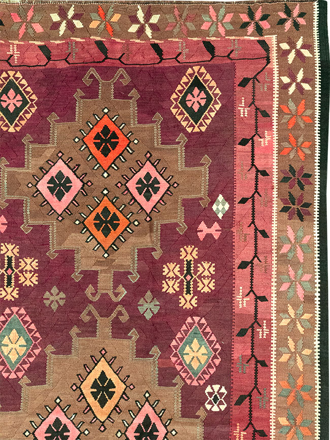 Vintage Turkish Flatweave Kilim Room Size Carpet, No.33258 - Galerie Shabab