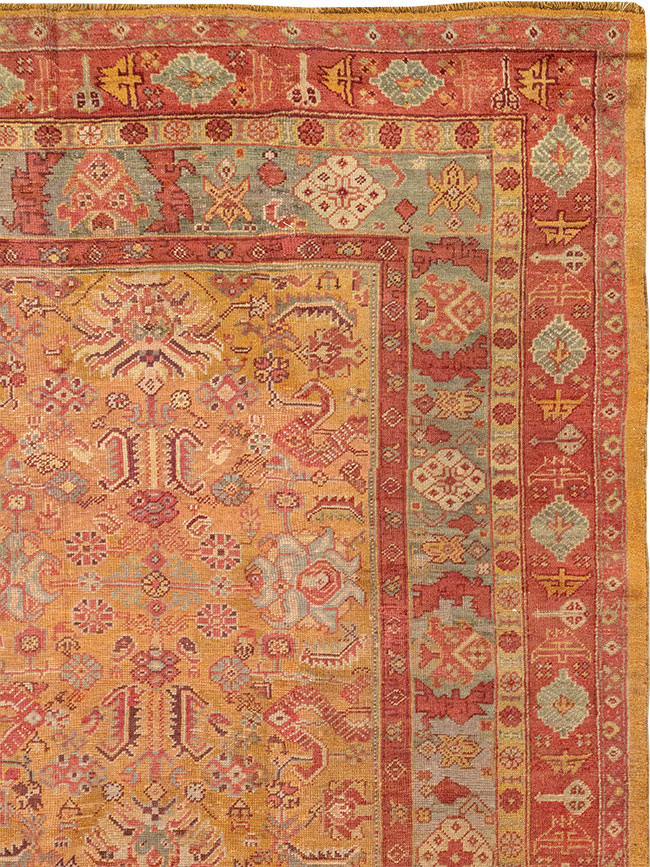 Antique Turkish Oushak Square Room Size Carpet, No.33262 - Galerie Shabab