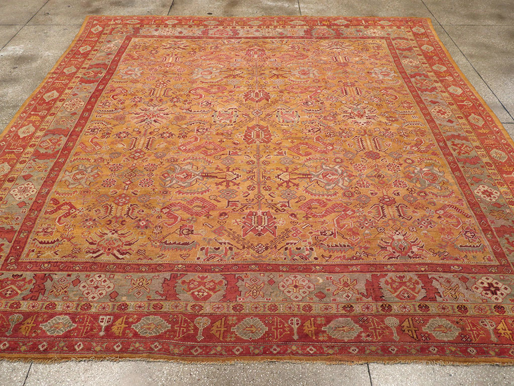 Antique Turkish Oushak Square Room Size Carpet, No.33262 - Galerie Shabab