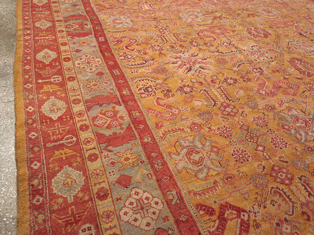 Antique Turkish Oushak Square Room Size Carpet, No.33262 - Galerie Shabab