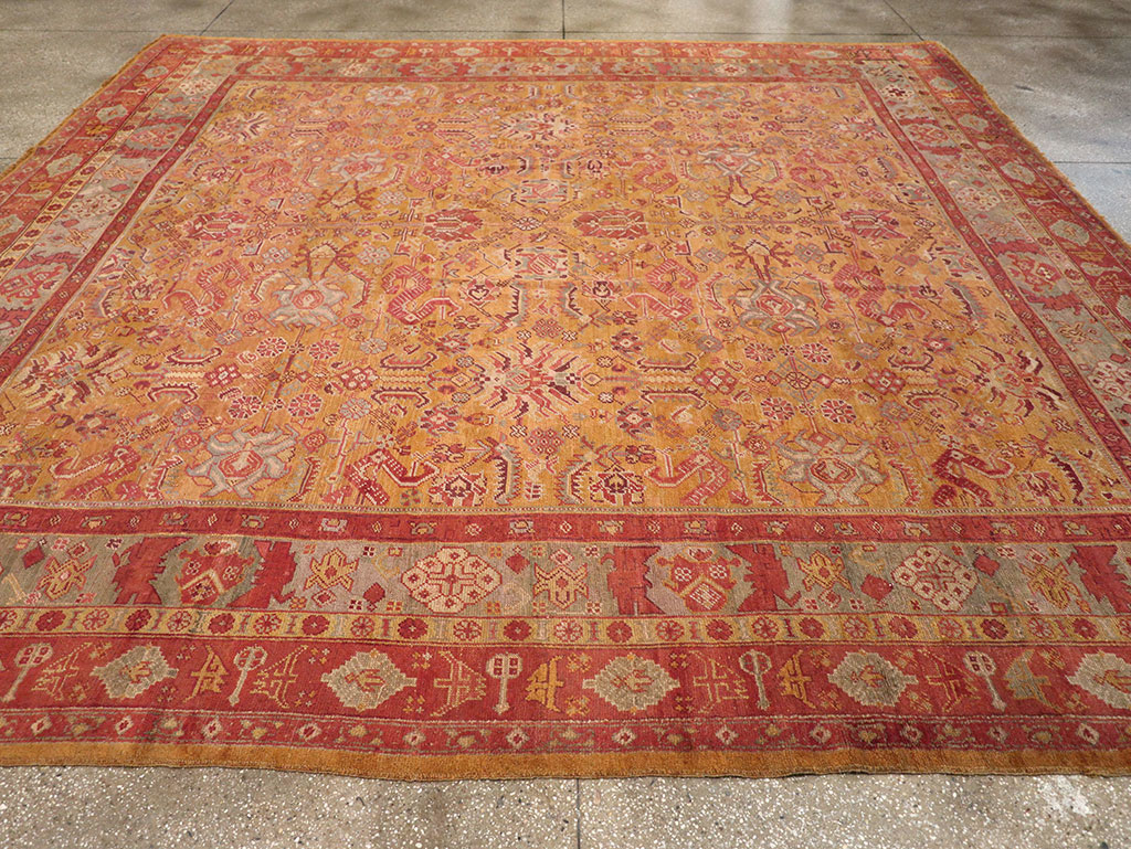 Antique Turkish Oushak Square Room Size Carpet, No.33262 - Galerie Shabab