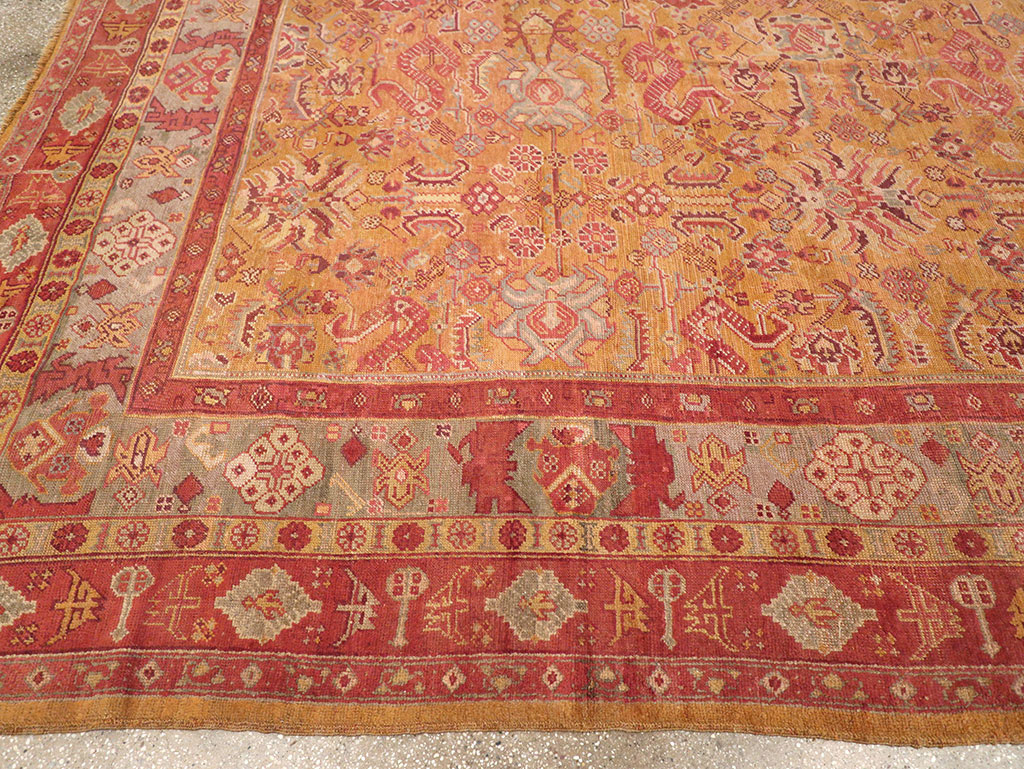 Antique Turkish Oushak Square Room Size Carpet, No.33262 - Galerie Shabab