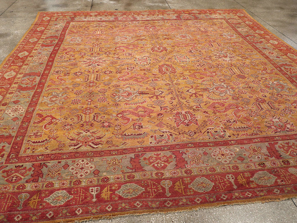 Antique Turkish Oushak Square Room Size Carpet, No.33262 - Galerie Shabab