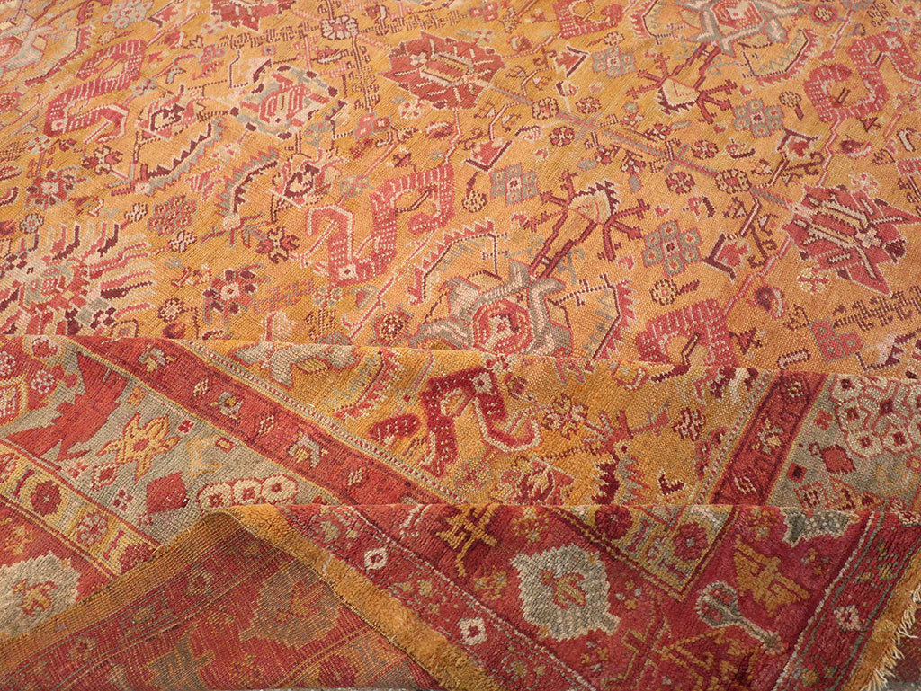 Antique Turkish Oushak Square Room Size Carpet, No.33262 - Galerie Shabab