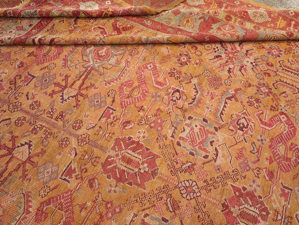 Antique Turkish Oushak Square Room Size Carpet, No.33262 - Galerie Shabab