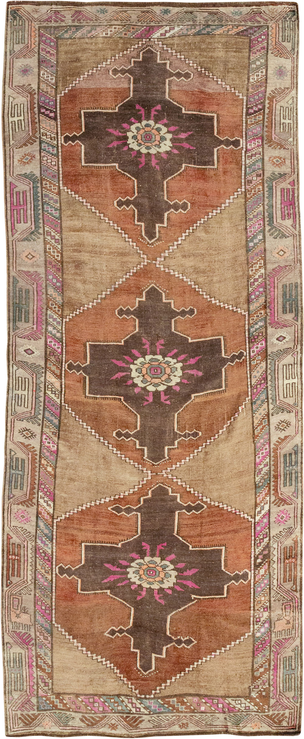Vintage Turkish Anatolian Wide Gallery Runner, No.33268 - Galerie Shabab