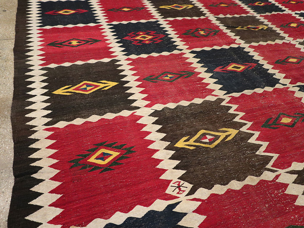 Vintage Afghan Flatweave Kilim Large Carpet, No.33270 - Galerie Shabab