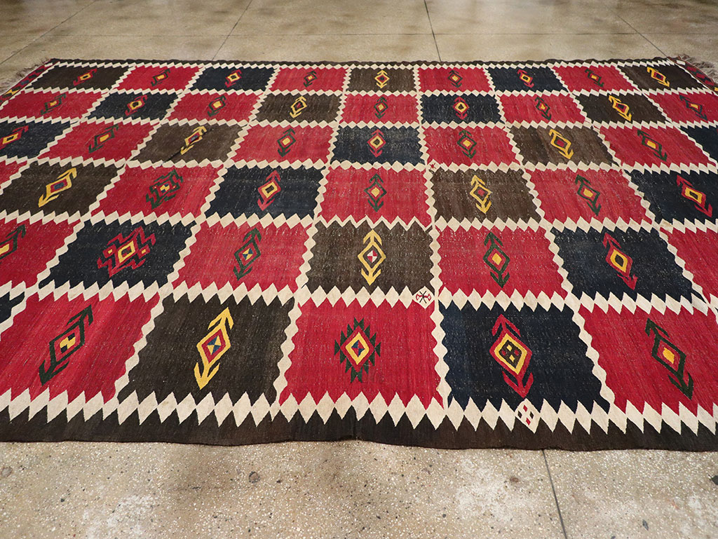Vintage Afghan Flatweave Kilim Large Carpet, No.33270 - Galerie Shabab
