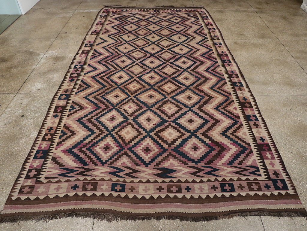 Vintage Afghan Flatweave Kilim Large Carpet, No.33271 - Galerie Shabab