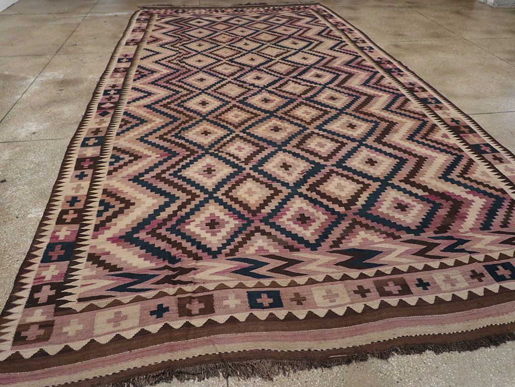Vintage Afghan Flatweave Kilim Large Carpet, No.33271 - Galerie Shabab
